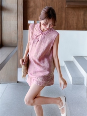 现货夏装新款新中式盘扣复古套装两件套2b114-2268P160K249，女装套装/套裙，网红馆