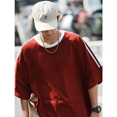 2025夏工艺三杠纯色T短袖240克双纱男女同款202-8-T2681-P45-控59，男装T恤，星座222-2（原202-8）