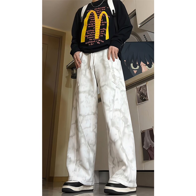 8XL-M大口袋弯刀卫裤男款痞帅脏脏工装裤做旧大码休闲裤KZ021P68,男装休闲裤,电商B312