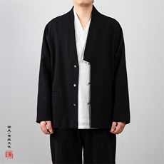 春装新款风男装棉麻男士改良汉服外套H108P90，男装民族服装，钱塘802