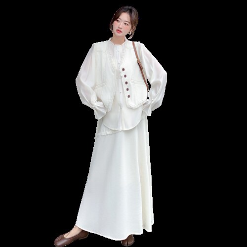 韩版流苏三件套马甲十衬衣十裙子三件套套裙2C267-119-P215-K305图片