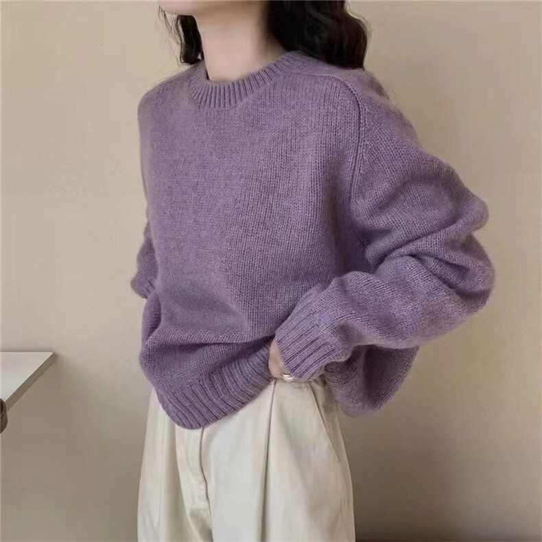 2024秋冬新款羊毛女士马鞍肩圆领羊毛衫,女装羊毛衫,胜酷羊绒