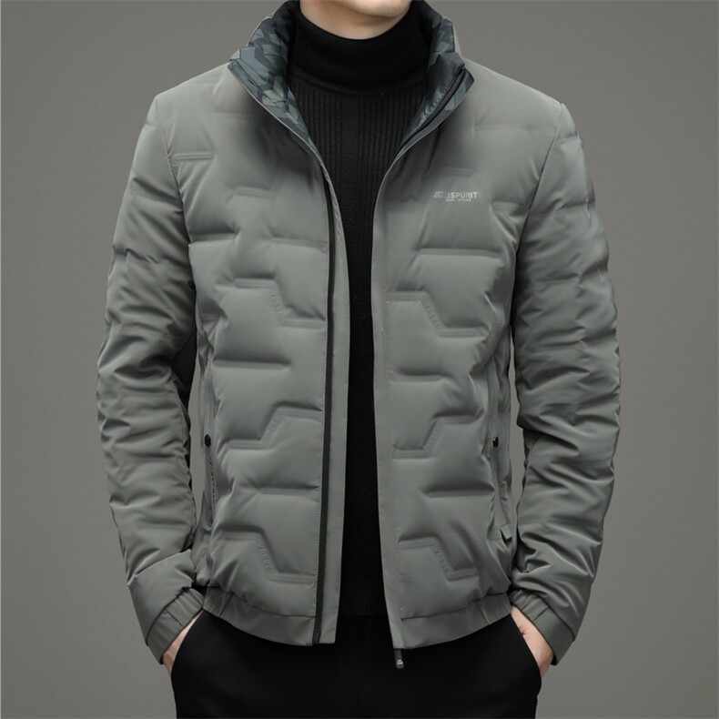 冬季新款双面穿羽绒服休闲外套爸爸装立领上衣YYYR07865-P260,男装羽绒服,电商B212（原钱塘6029）