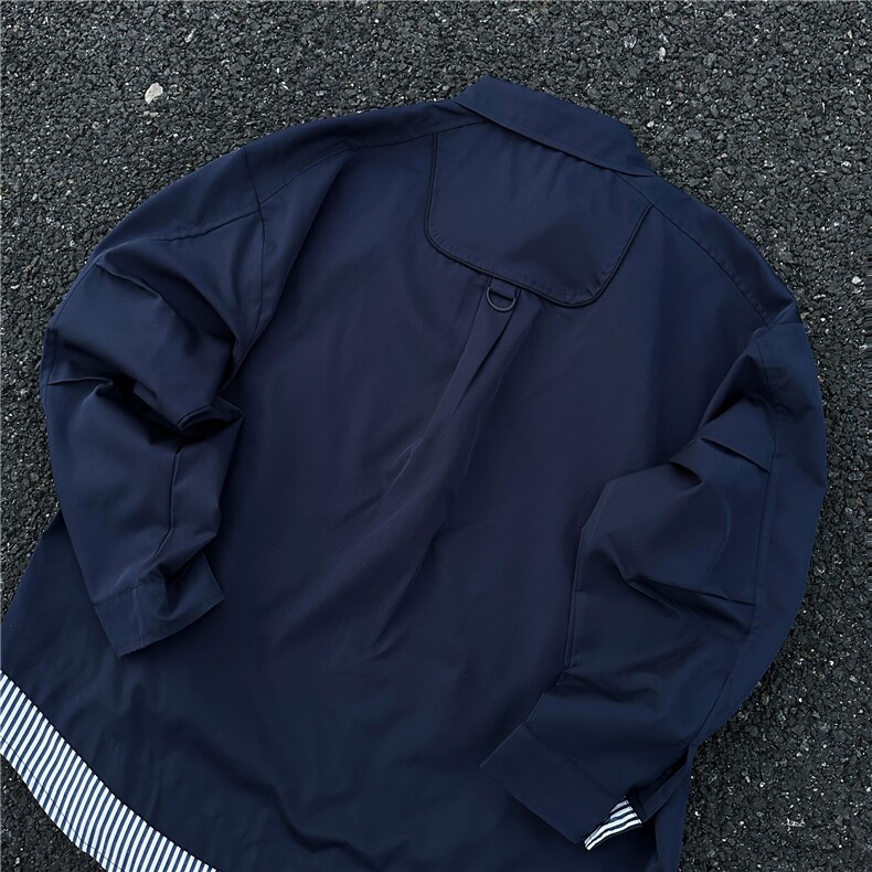 现货！！JK734-M-3XL-特P63-高街宽松假两件设计条纹衬衫外套,男装衬衫,星座1811B
