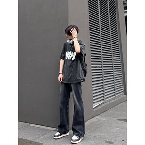 美式hiphop牛仔裤修身直筒微喇叭裤 控价68图片