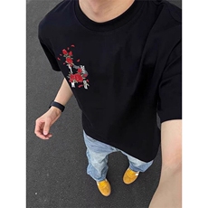 前后全刺绣纯棉短袖ZX0284-P35，男装T恤，星座313A(原308A-2)