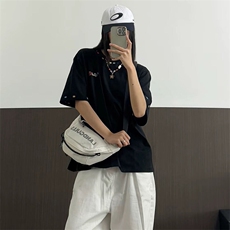 万针全刺绣工艺高品质260克双纱纯棉美式高街短袖T恤特P33，男装T恤，电商A486-1