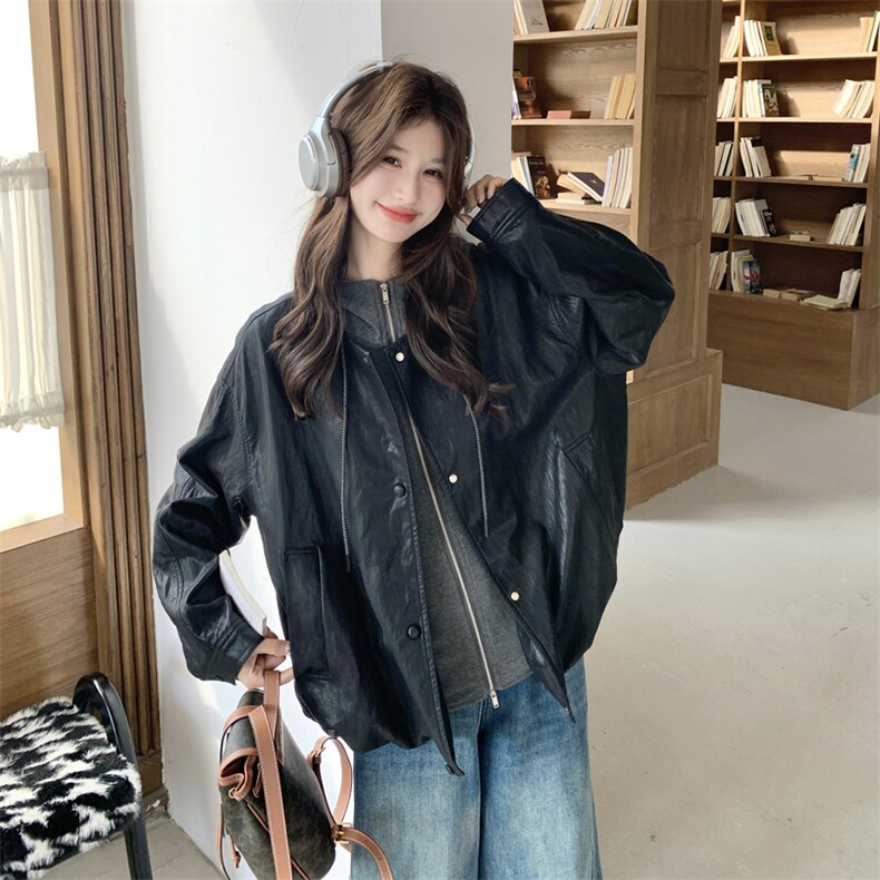 出货假两件黑色皮衣2C198-6571-P165K258,女装短外套,2C198