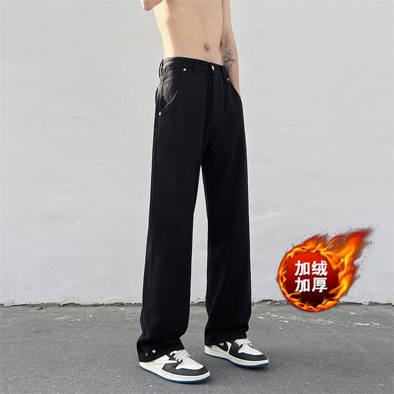 现货 秋冬加绒加厚宽松直筒牛仔裤男休闲长裤K369-P50 加绒P60图片