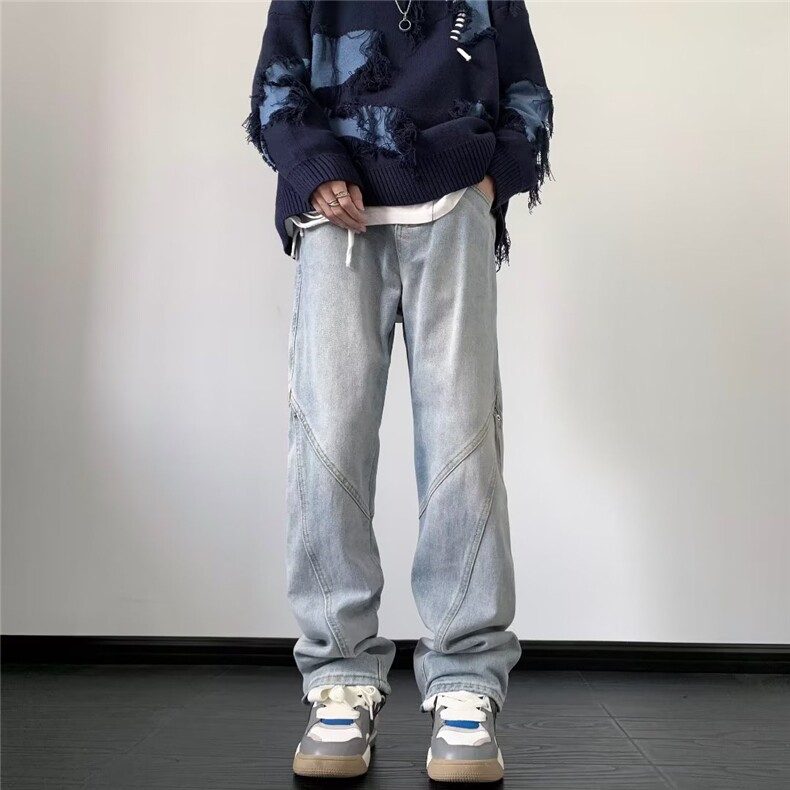 高街牛仔裤男韩版潮流染黄泥帅气2024春季新款ins长裤RK1278-P43,男装牛仔裤,星座412-2