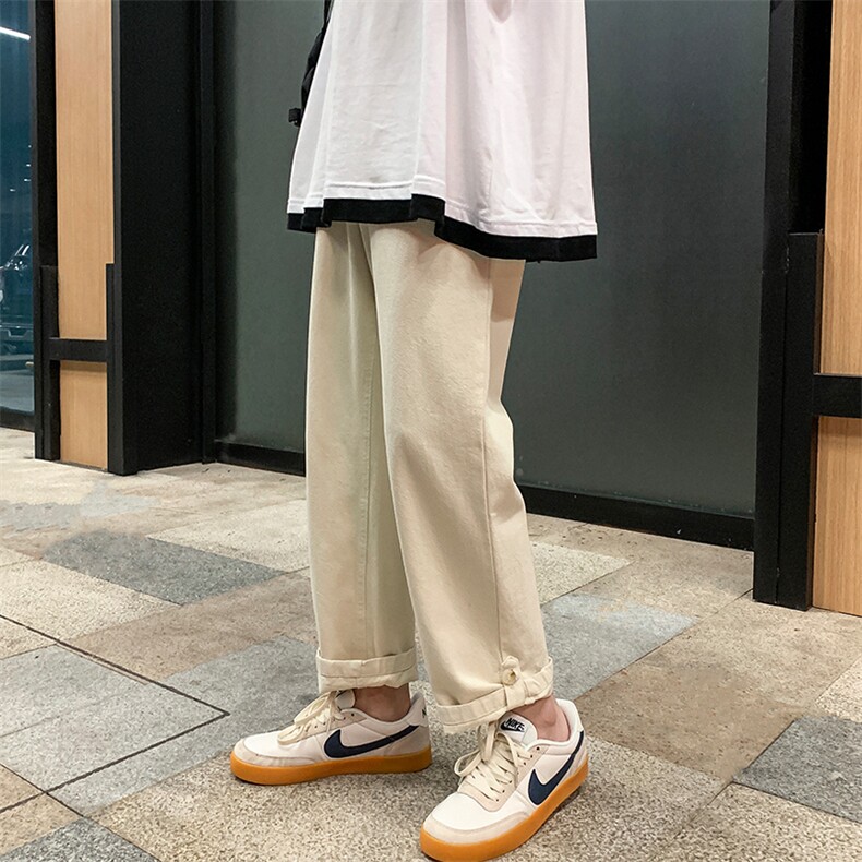 NK3005-P58 百搭牛仔裤男休闲裤男卷边直筒长裤男图片