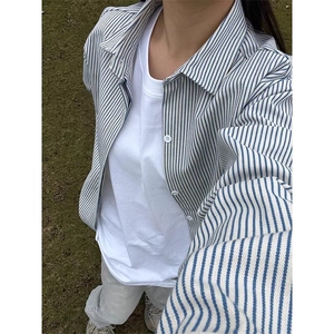 现货 美式宽松春季长袖条纹衬衫男C51/特P35图片