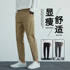 2025秋季新款男士百搭休闲裤小直筒长裤小脚修身九分裤1502-P48图片