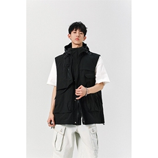 8XL-M钓鱼老外套街头机能口袋连帽防水无袖马甲坎肩JK1316P78，男装夹克，电商D206-1