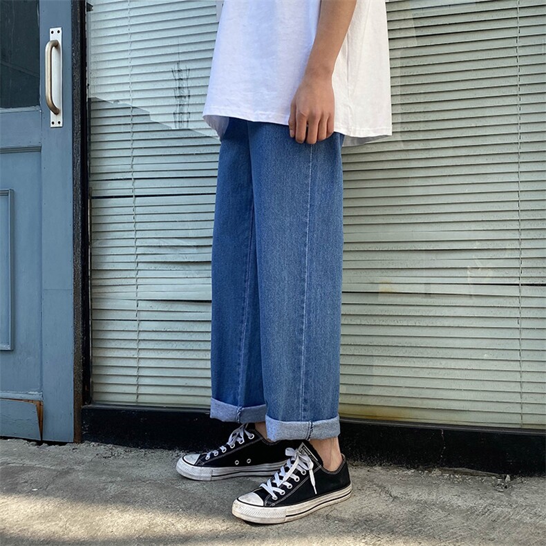 春夏简约牛仔裤 宽松直筒九分休闲裤男XZ707-KZ016-50图片