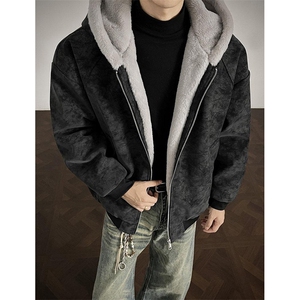 现货高品质美式高街冬季重磅座山雕大毛毛领pu皮棉衣男女加厚外套图片
