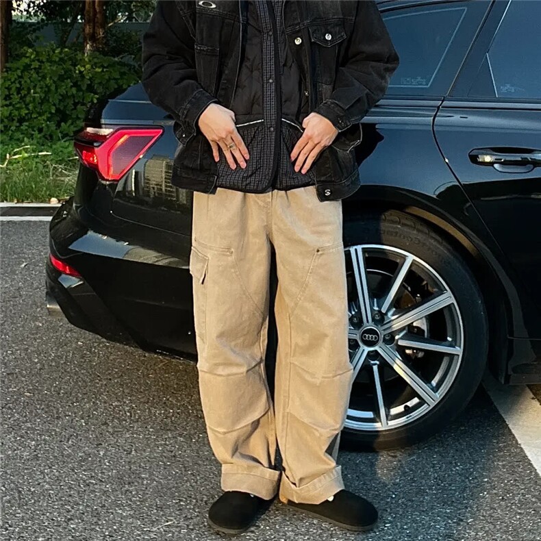 加绒工装裤子男秋冬季2025新款直筒伞兵加厚男生冲锋休闲长裤图片