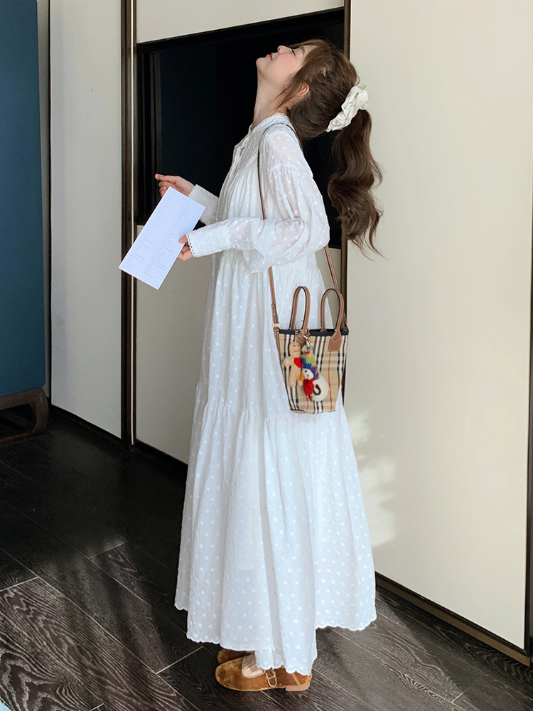 法式茶歇长袖连衣裙女2025春秋季新款温柔风宽松过膝显瘦衬衫裙子,女装连衣裙,C位