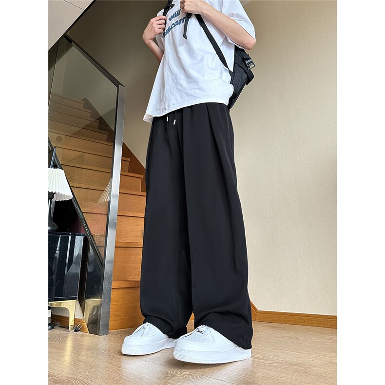 夏季港风时尚休闲冰丝裤设计小众百搭冰丝防水休闲裤KK183P35,男装休闲裤,电商A128
