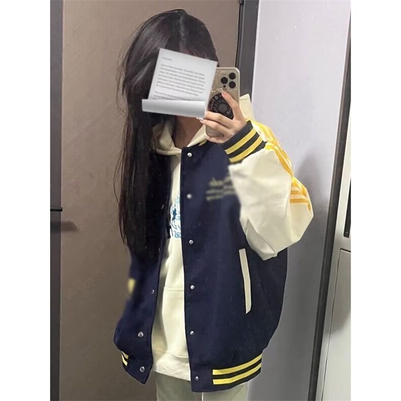2024新款潮牌撞色三条杆棒球服女春秋宽松百搭夹克外套潮,男装夹克,星座506A