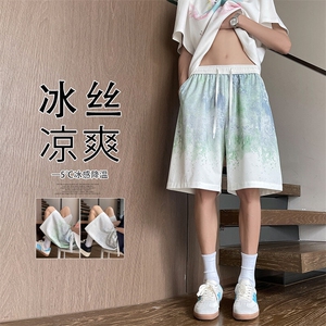 2025 夏季新款 内景扎染渐变冰丝短裤M-5XL HK25591-特P25图片