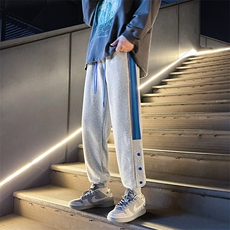 K3165-P50春装新款宽松中性男女情侣克侧边克莱因蓝织带休闲卫裤，男装休闲裤，电商A009A（原A058A）