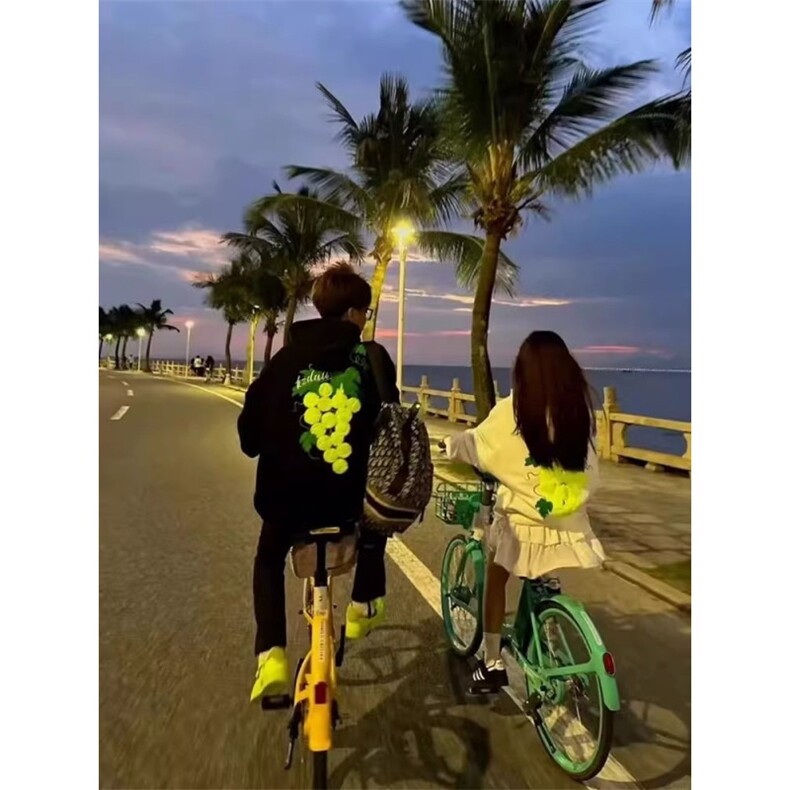 潮葡萄字母刺绣连帽卫衣男女宽松百搭保暖情侣上衣WY901P58,男装棉衣,星座1013-5