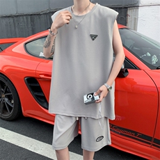 夏季潮牌宽松坎肩背心套装男2024新款两件套短袖现货T1771-P42，男装背心/马甲，星座512-4