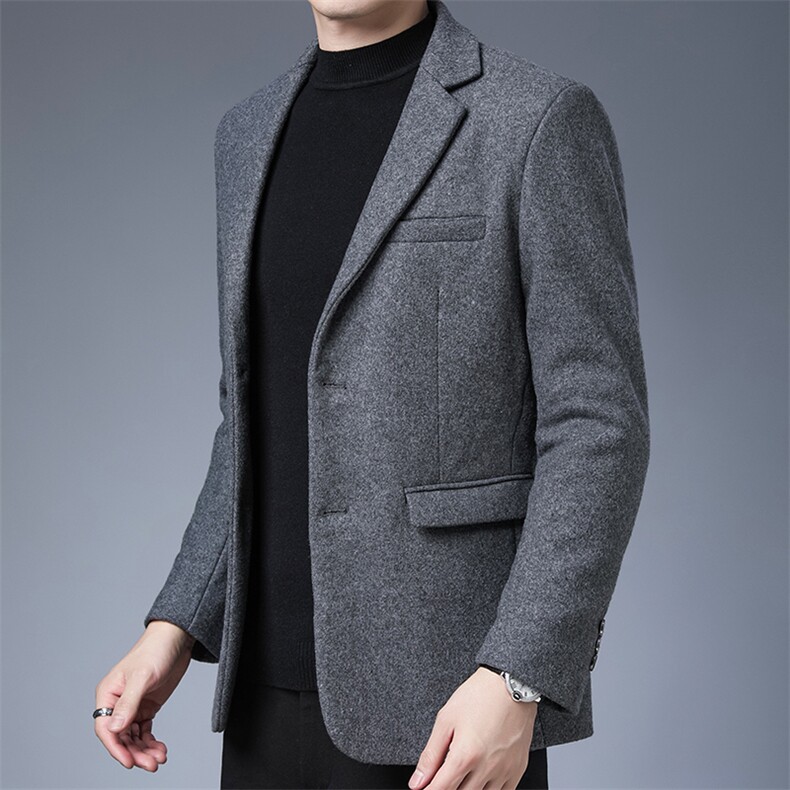 CKM902钱塘2020-2中年男士商务休闲简约冬季厚款毛呢西服P97,男装毛呢大衣,钱塘207-2