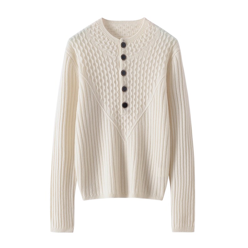 2025年秋季时尚百搭通勤简约休闲圆领半开套衫休闲/淑女，女装羊绒衫，玖雪绒羊绒