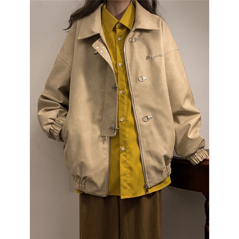 1中性风黄底大码M-5XL情侣男水洗雪花皮皮衣女JK8741P130控168，女装皮衣，星座226-2