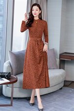 2021年秋季时尚潮流舒适简约个性拼色中长款长袖连衣裙，女装连衣裙，韩宇舍