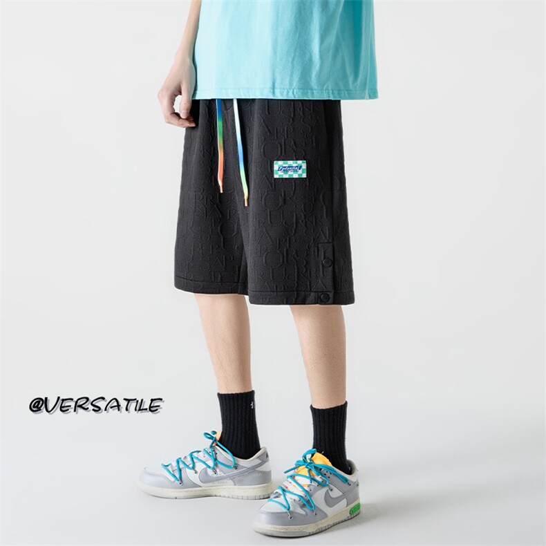2023夏字母纹路创新面料开叉排扣休闲无影墙五分短裤DK28851-P35,男装休闲裤,电商A082