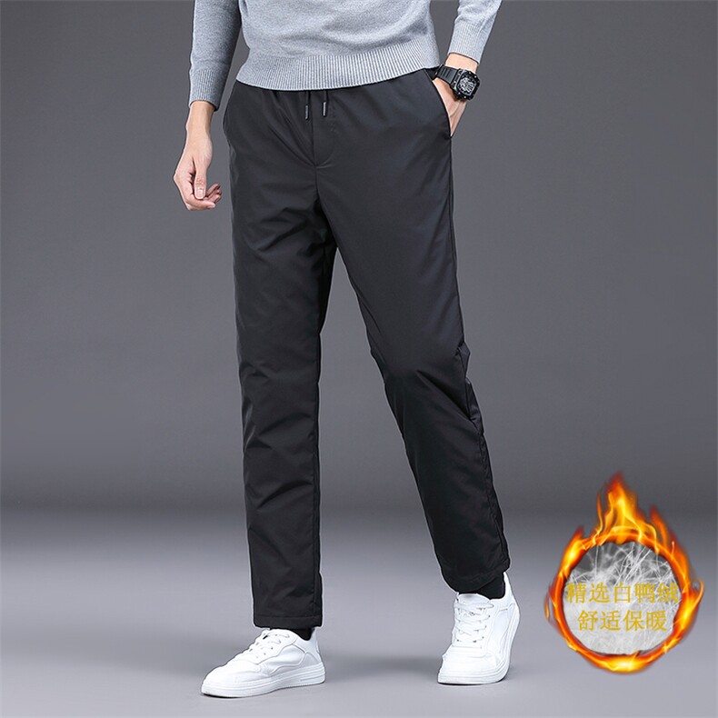 DA22男式冬季新款时尚羽绒裤修身百搭加绒加厚保暖休闲裤P120，男装棉裤，电商B360