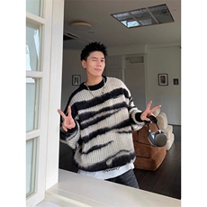特P35黑白条纹马海毛毛衣男款-610A-MY9118，男装针织衫/毛衣，星座610A