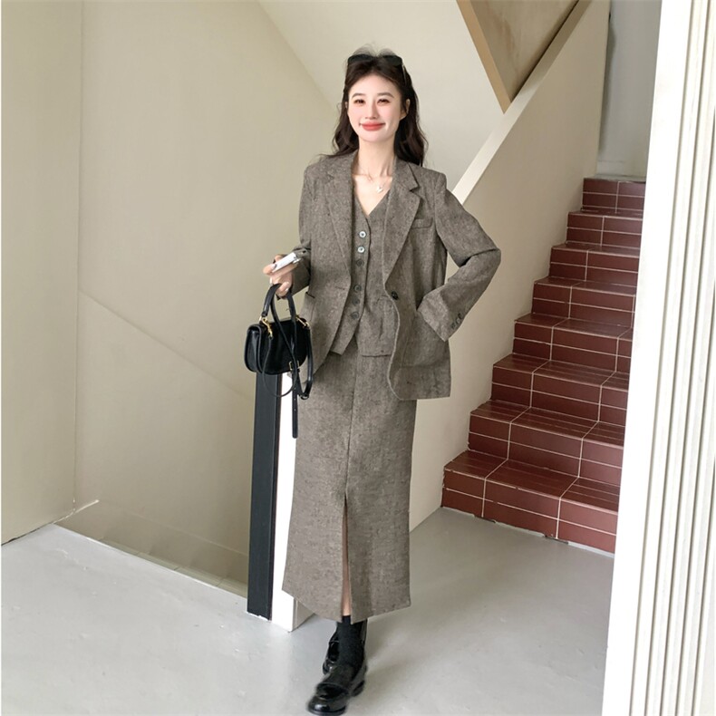 西装7085-P155-K248,马甲7085N-P115-K188,半裙7085X-P115-K188,女装套装/套裙,2C016