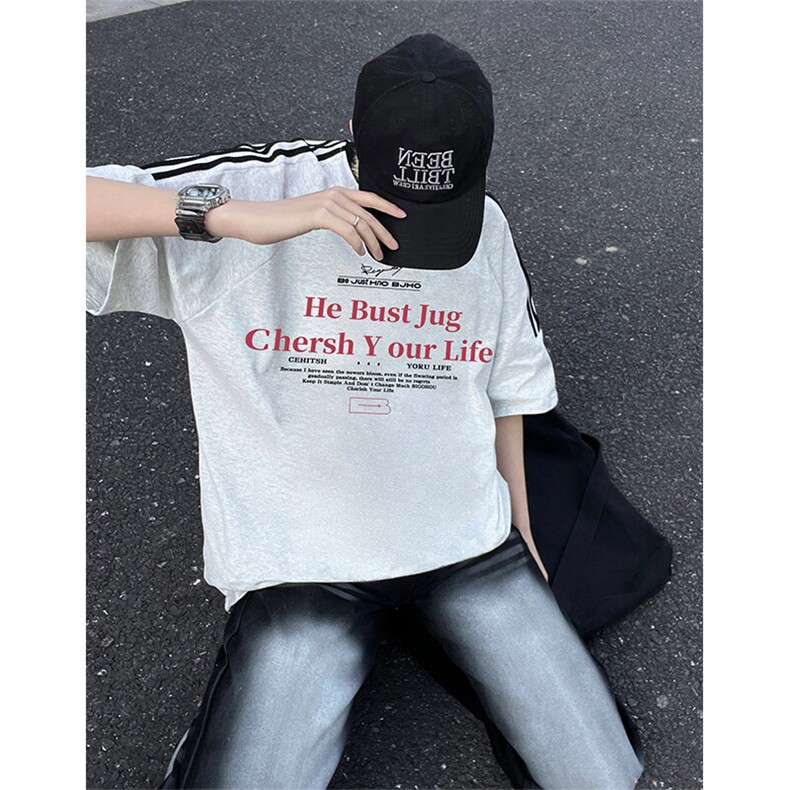 夏季美式高街重磅纯棉三条杠织带撞色男女短袖T恤ZD602-特P30,男装T恤,电商A486-1