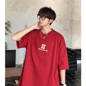 港风字母刺绣多色短袖T恤男DT77778P22块特价控45：供抖音视频图片