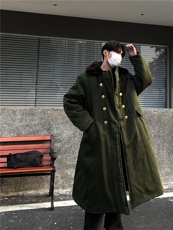 军绿色棉大衣男2024秋冬季新款加厚保暖棉衣外套东北军阀少帅服潮，男装风衣，星座1005