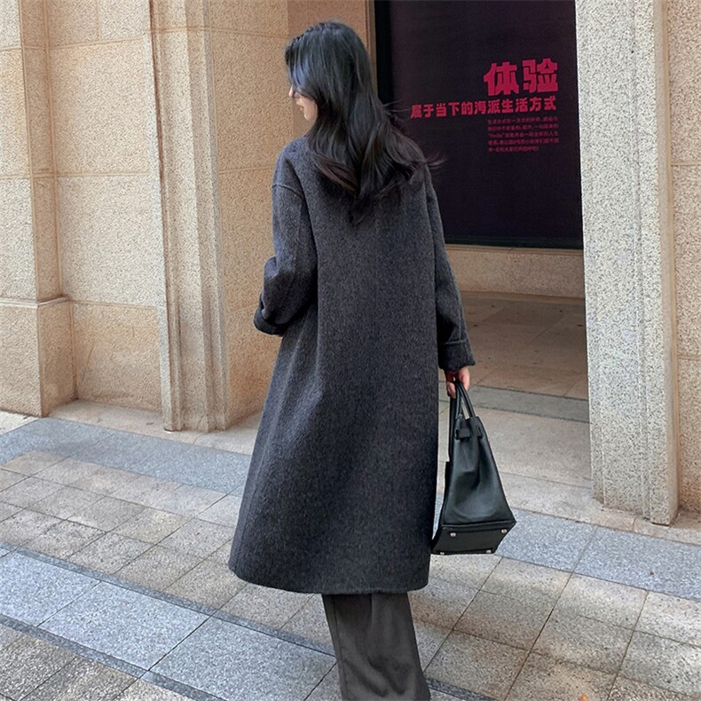 时尚百搭30%绒长款大衣简约高级显瘦气质外套,女装双面呢大衣,乾庄羊绒