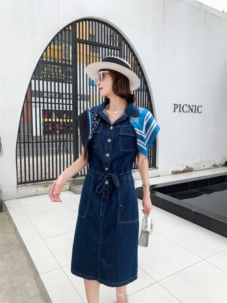 连衣裙薄料配丝巾，女装连衣裙，雪儿诱惑