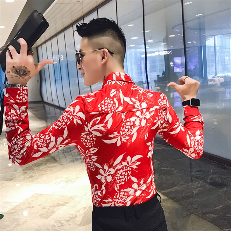 312A-741-P502020秋季波罗印花修身长袖衬衫男夜店发型师衬衣,男装衬衫,星座312A-5