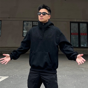 抖音得物高品质二开 25秋冬美式重磅宽松纯色连帽拉链高领卫衣W65图片