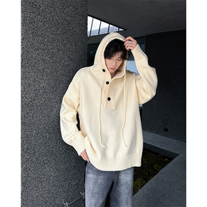 网图M2837-特P60秋冬季新款连帽毛衣男宽松休闲套头针织衫上衣图片
