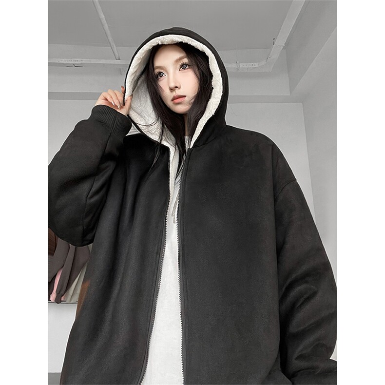 现货抖音得物二开可供视频麂皮绒加绒加厚连帽棉衣外套棉服MJP03,男装棉衣,电商A486
