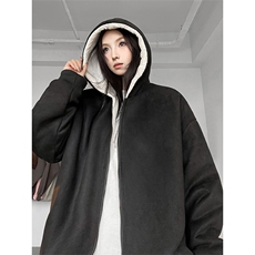 现货抖音得物二开可供视频麂皮绒加绒加厚连帽棉衣外套棉服MJP03，男装棉衣，电商A486
