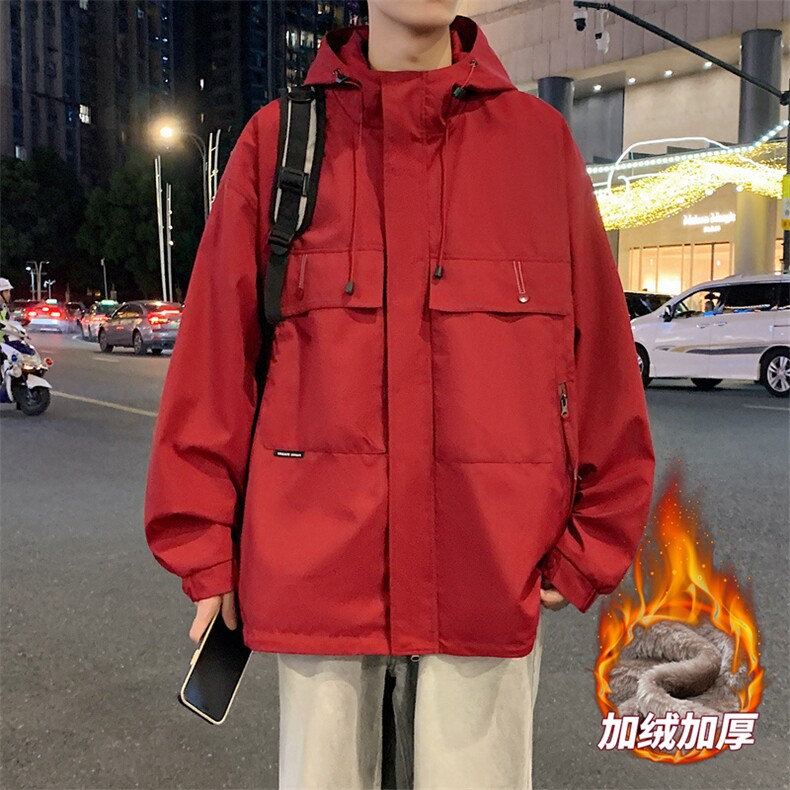 AJ233-90冬季加绒加厚连帽冲锋衣防风防水棉衣外套,男装棉衣,星座109