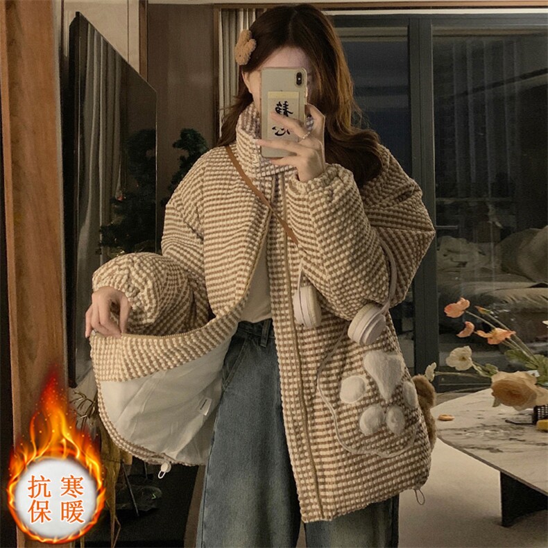 立领猫爪面包服棉衣女2025冬新款宽松BF日系可爱加厚外套C509-120,男装棉衣,星座911-2(原星座613-2）