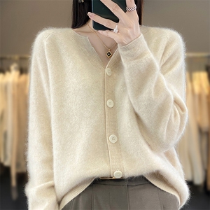 一线成衣羊毛开衫女短款春秋2023薄款羊绒毛衣外搭针织外套图片