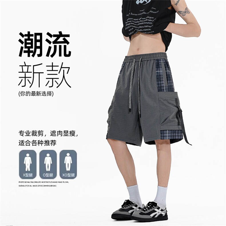 无影墙夏季冰感卫裤休闲短裤男拼接工装裤五分裤A436-2512-P40,男装休闲裤,电商A436